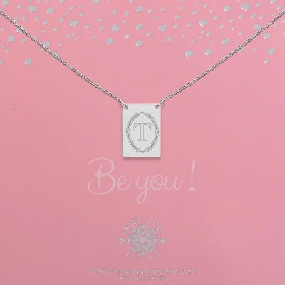 Afbeelding van Heart to Get Zilveren Kettingen Initaal T Letter ketting Initialen Plaatje met initiaal en krans