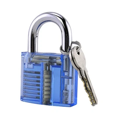 Afbeelding van Loboo Idea Zichtbare sleutelhangslot, Transparant Hangslot Crystal Lock Pick Training Praktijkhangslot, Praktijkslot voor beginners en Pro Slotenmakers Net Weight: 130G Blauw