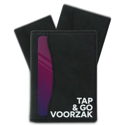 Afbeelding van AKIELO RFID Blokkerende Bifold Kaart Portemonnee met Trek Tab en Geschenkdoos Stijlvolle &#039;Tap N Go&#039; Heren Creditcardhouder Portemonnees voor (OSCAR Zwarte Editie)