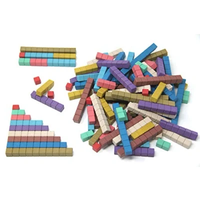 Afbeelding van WISSNER Linialen in 10 Montessori kleuren, gemaakt van RE Wood, 100 stuks een doos met instructies