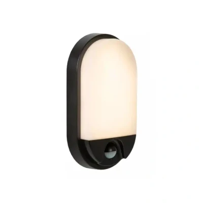 Afbeelding van Lucide HUPS IR Wandlamp Binnen/Buiten LED 1x10W 3000K IP54 Beweging &amp; dag/nacht sensor Ovaal Zwart