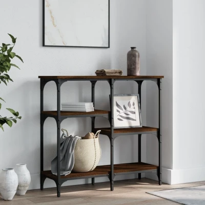 Afbeelding van Wandtafel 80x29x75 cm bewerkt hout bruin eikenkleur