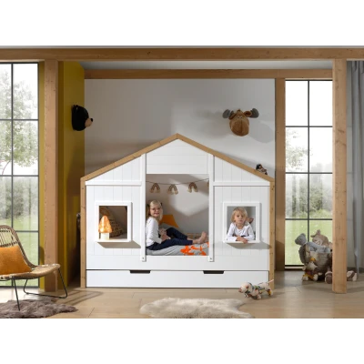 Afbeelding van LUCEVI Babs 90 Huisbed + Rolbed Wit 90x200 cm