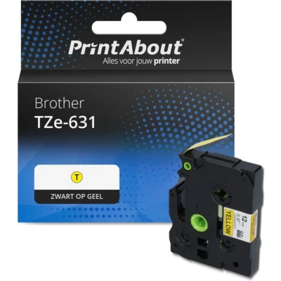 Afbeelding van Huismerk Brother TZe 631 Tape Zwart op geel (12 mm)