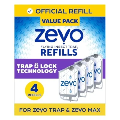 Afbeelding van ZEVO Flying Insect Refills voor Indoor Light Trap: 4 Trap Refill Cartridges vangen fruitvliegen, muggen en huisvliegen (4 patronen)