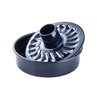 Afbeelding van Dr. Oetker cakevorm set, springvorm Ø 28 cm met platte en buisbodem, stalen bakvorm anti aanbaklaag snij krasbestendig emaille coating (Kleur: blauw), Aantal: 1