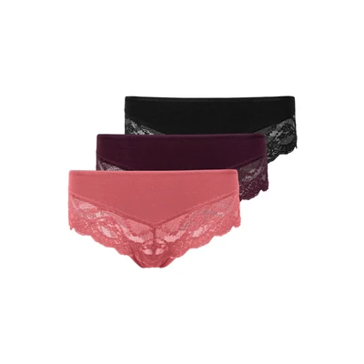 Afbeelding van Snocks 3 PACK LACE Onderbroeken, Dames, Maat: XS, Mix mauve/weinrot/schwarz