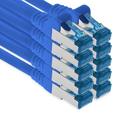 Afbeelding van Netwerk kabel CAT6a kat 6a 6 een cat5 cat6 CAT7 sstp sftp Set Pack S FTP patch dubbel afgeschermd PIMF 500 MHz compatibel met CAT 5 0.5m blue 10 x