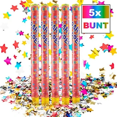 Afbeelding van Confetti Kanon XXL 100 cm Party Popper Shooter Set (Kleurrijk, 5 Stuks)