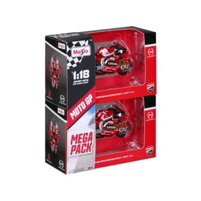 Afbeelding van Maisto Moto GP Racing Yamaha Factory #20Quartararo en Ducati Pramac #5Zarco Reproductie van het voertuig in schaal 1:18 vanaf 14 jaar M36373, eenheidsmaat
