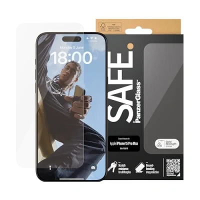 Afbeelding van Screenprotector Apple iPhone 15 Pro Max: PanzerGlass Safe Ultra Wide Fit