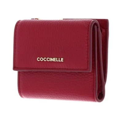 Afbeelding van COCCINELLE Leren Portemonnee Metallic Soft Wallet Grained Leather Sangria (rood)paars