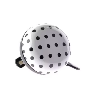 Afbeelding van Niet Verkeerd fietsbel Dots ding dong staal 60 mm wit/zwart