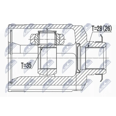 Afbeelding van Homokineet reparatie set, aandrijfas NTY NPW HY 524