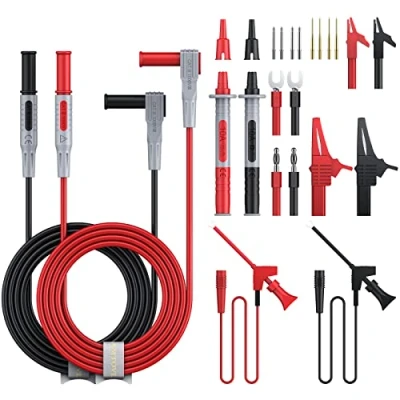 Afbeelding van Testkabelset, multimeter, testkabel, elektrische 24 in 1, met alligatorclips, testpunt, veergrijper, banaanstekker, spanningsmeterkabel voor spanningscircuittester