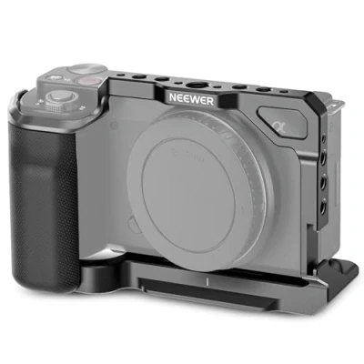 Afbeelding van NEEWER ZV E10 Cage camerakooi met siliconen handgreep, 1/4 inch schroefdraad, 3/8 ARRI positioneringsgaten Arca type QR basis, metalen video rig, compatibel SmallRig handgrepen, DJI RS