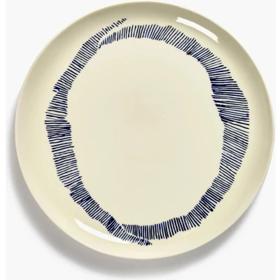 Afbeelding van Serax Yotam Ottolenghi Feast bord L 26.5x2cm wit swirl stripes blauw (set 2 stuks)