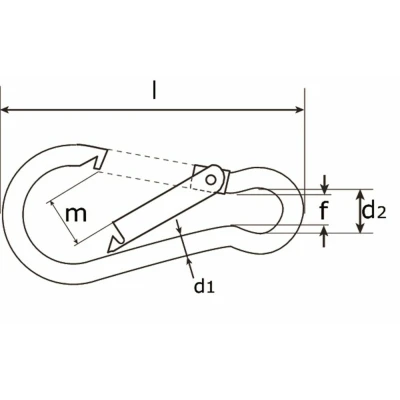 Afbeelding van Karabijnhaak 60 x 6 mm staal verzinkt 2 stuks