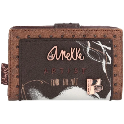 Afbeelding van Anekke Flexibele portemonnee voor dames, RFID bescherming, van kunstleer met rits en tong, bruin, schoenen accessoires dames afmetingen 14 x 10 2 cm, Meerkleurig