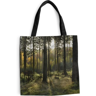 Afbeelding van MuchoWow® Schoudertas Strandtas Big Shopper Boodschappentas Bos Zomer Zon 40x40 cm Katoenen tas