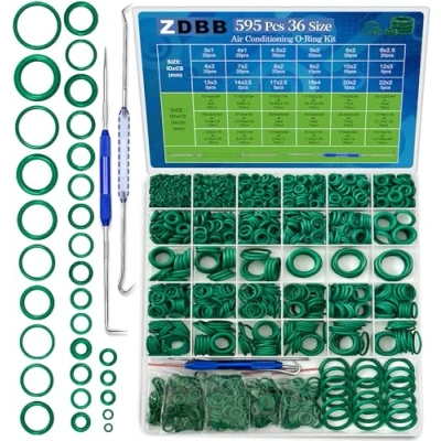 Afbeelding van ZDBB Automotive AC O ringenset, SAE en metrische airconditioning, ringen, assortiment, set voor auto A/C compressor professionele sanitaire armaturen, afdichting, reparatie, 595 stuks