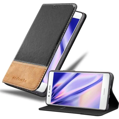 Afbeelding van Cadorabo Hoesje geschikt voor Huawei P9 LITE 2016 / G9 in ZWART BRUIN Beschermhoes met magnetische sluiting, standfunctie en kaartvakje Book Case Cover Etui