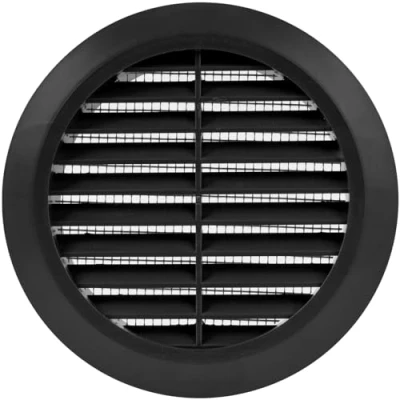 Afbeelding van Vent Systems 100 mm / 3,94&quot; inch zwarte ventilatierooster ronde ventilatieopeningen geïntegreerd insectenscherm HVAC voor badkamer, thuiskantoor, keuken