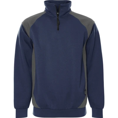 Afbeelding van Fristads Sweater met korte rits 7048 GSM Marineblauw/Grijs