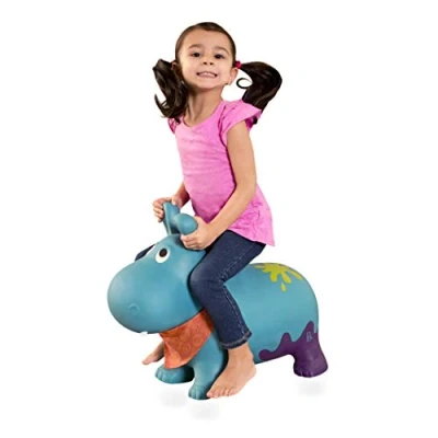 Afbeelding van Battat BX1922C1Z,B. toys Hippo springdier met handpomp 42 cm opblaasbare blauwe springbal in diervorm voor kinderen vanaf 18 maanden (3 delen),veelkleurig