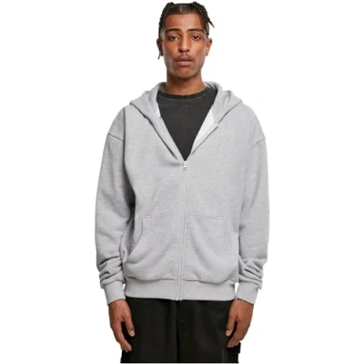 Afbeelding van Build Your Brand Heren Ultra Heavy Zip Hoody Capuchontrui, HEATHERGREY, XS
