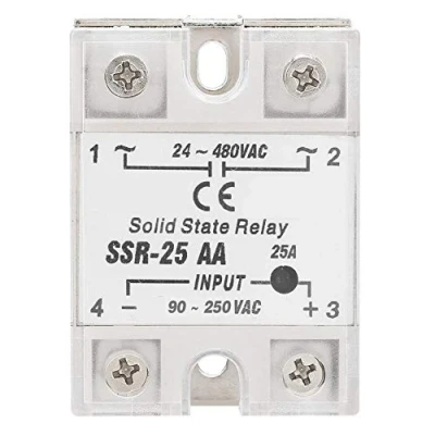 Afbeelding van halfgeleiderrelais SSR 25 AA 25A module AC ingang 90 250 V uitgang 24 480 solid state relais