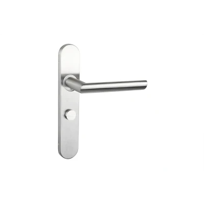 Afbeelding van Lavuzo deurkruk Ragusa RVS met afgerond schild WC63/8 badkamersluiting Per set