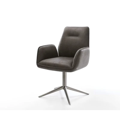 Afbeelding van DELIFE Draaistoel Zoa Flex microvelours antraciet vintage kruispoot grafiet 360 draaibaar rocker functie pocketveer kern