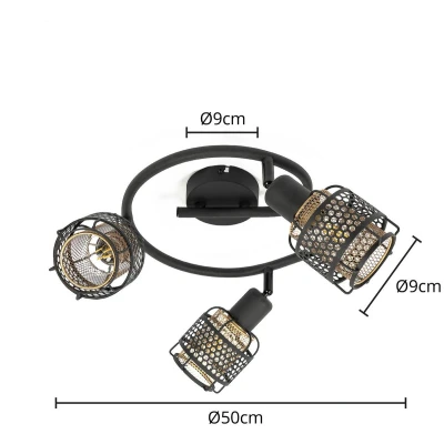 Afbeelding van Lindby plafondlamp 3lichts ijzer H: 20.5 cm E14 zwart, goud