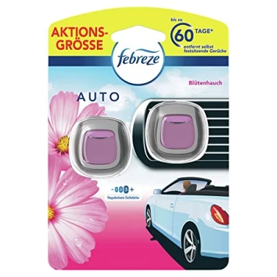 Afbeelding van Febreze auto luchtverfrisser (4 ml) bloemblaadje, geur tegen geurtjes (2 x 2