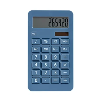 Afbeelding van Miquelrius Calculator op zonne energie, 10 cijfers, grote toetsen, LCD display, blauw