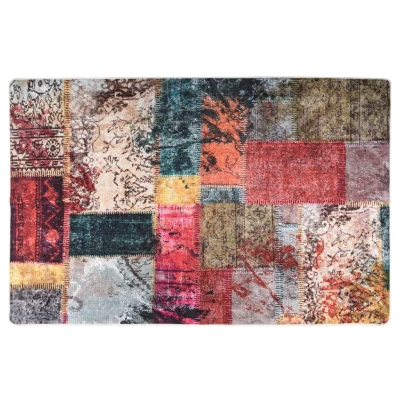Afbeelding van Vloerkleed wasbaar anti slip patchwork 80x150 cm meerkleurig