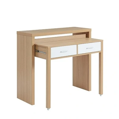 Afbeelding van BAÏTA Uitschuifbaar bureau Studio wit en eikeneffect, 98,5 cm