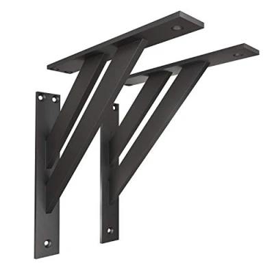 Afbeelding van 2 x sossai® design plankdragers FSHR Hoekkussen Muurbeugel voor plank 240x240mm Kleur: mat zwart Materiaal: aluminium