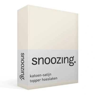 Afbeelding van Snoozing Katoen satijn Topper Hoeslaken Lits jumeaux 180x220 cm Ivoor