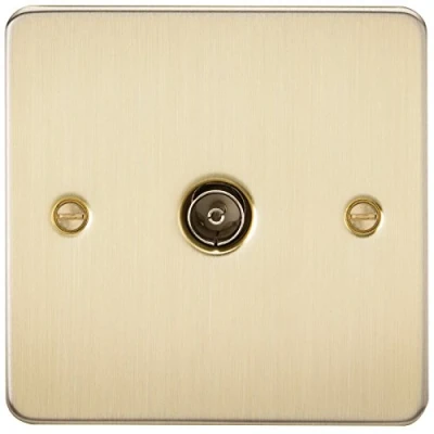 Afbeelding van Knightsbridge FP0100BB geborsteld messing FPAV0100BB platte plaat 1G tv uitlaat (niet geïsoleerd), 230 V