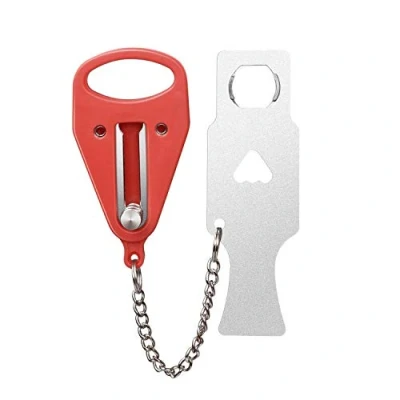 Afbeelding van Draagbaar deurslot, reisslot, extra slot toevoegen voor veiligheid en privacy, Solid Heavy Duty Lock voorkomen ongeoorloofde toegang, Perfect reizen, Hotel, Thuis, Appartement (Silver1)