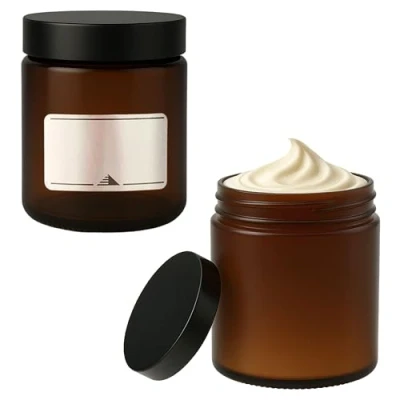 Afbeelding van Viva Haushaltswaren Gabriele Hesse e.K. 2 glazen potjes, 180 ml, bruine zalfpotjes, crèmepotje, incl. etiketten