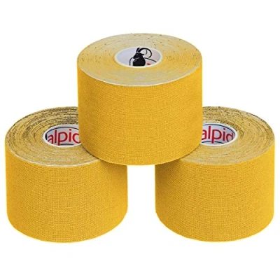 Afbeelding van ALPIDEX Kinesiologie Tape 1/3/ 6/12 rollen Veel kleuren 5 m x cm Toepassingsfolder Elastisch Waterdicht Huidvriendelijk Fysio Spier Set, Kleur:Geel, Aantal stuks:3