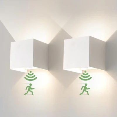 Afbeelding van Led wandlamp voor binnen, 12 W, met bewegingssensor, 4000K Natuurlijkwit, verstelbare stralingshoek, nachtlampje, trap, hal, wit