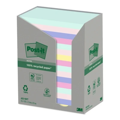 Afbeelding van Memoblok 3M Post it 655 76x127mm recycled rainbow pastel
