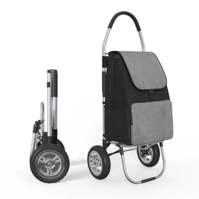 Afbeelding van DROMEZ Boodschappentrolley met Wielen, Shopping Trolley Groot 50 L, Winkelwagen Opvouwbaar Afneembare Boodschappentas, max. Belastbaarheid kg, Zwart en Grijs