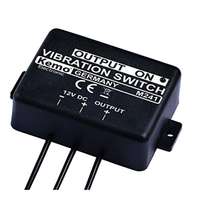 Afbeelding van Kemo M241 trilschakelaar 12 V/DC. Inschakelen bij trillingen, uitschakelen stilstand. Bedrijfsspanning 11 15 V. Voor apparaten met een stroomverbruik van ca. 1000 mA., zwart