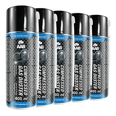 Afbeelding van 5 x AAB Compressed Gas Duster 400ml Air for Computer, Keyboard, and Other Office Equipment, Compressor, PC, Keyboard Cleaner, Aerosol, Can Computer Cleaning Kit