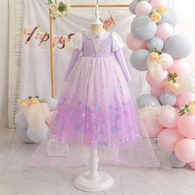 Afbeelding van Prinsessendroom Deluxe Prinsessenjurk met sleep 104 (3/4 jaar) Verkleed kleding Feestjurk